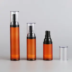 詰め替え化粧品ローションセラムポンプボトル15ml30ml50mlファインミストフロストオレンジプラスチックエアレスボトル