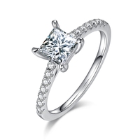 <strong>Best</strong> <strong>Selling</strong> Quality Eternity Moissanite Princess Crown Cut Ring 925 Sterling Silver Moissanite Ring for Women <strong>Jewelry</strong> Gift