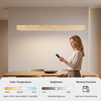 Lampe suspendue en bois de hêtre naturel, style minimaliste, LED linéaire, pour table à manger, certifiée CE SAA RCM