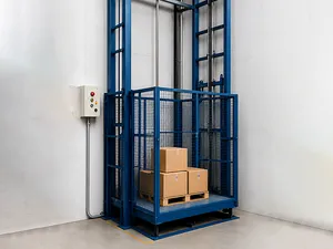 Elevador de Carga Eléctrico de Acero Azul, Capacidad de 2 Toneladas, Doble Riel, Cable de Acero, Logística de Almacén, Operación en Suelo, Control Remoto - Product Image 1