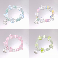 Bracelets tendance en perles de verre transparentes style Ins Pastel, bracelet extensible 6 tons style Elvish Girl, pour cadeau d'été pour adolescentes