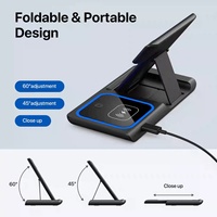 Station de charge sans fil 3-en-1 pliable pour appareils électroniques, support vertical à charge rapide 15W, modèle 455 pour téléphone Apple, écouteurs et montre