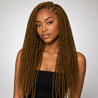 Vente en gros de tresses au crochet torsadées marron, pré-bouclées, en cheveux synthétiques doux, extensions de tresses pour femmes noires africaines