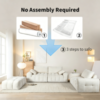 VANBOW Rückenlehnenfreies, knochenloses, cremefarbenes, modulares, komprimiertes Schaumstoff-Sofa mit weißer, hochelastischer Schaumstofffüllung für Sitzbereiche