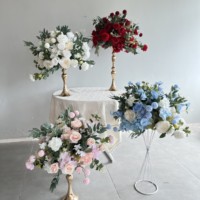 Boule de fleurs artificielle en soie turquoise de 80 cm, rose artificielle pour la décoration de socle de bienvenue de mariage et de table d'événement, vente en gros d'usine