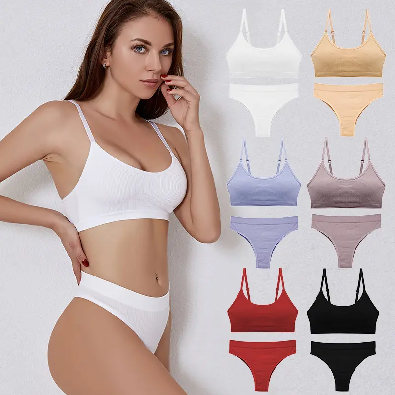 Damen BH Wire Free Schöne Back Girl Camisole Plus Size Komfortable Gather Schlaf Unterwäsche Set mit Pad Seamless Full Cup