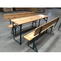 Europe Festival Événement 6ft En Bois 3 Pièces Robuste Portable Pique-Nique 220 Jardin En Bois Pliant Bière Table Banc Ensembles Avec Dossier