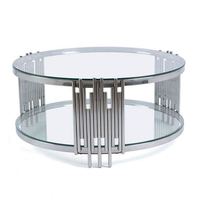 Vente table basse chaude rectangulaire en verre brillant, avec cadre en acier inoxydable/
