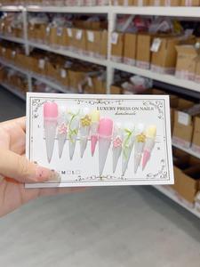 Handmade Extra Long Press Nails-Intricate Carved Stiletto Floral 800+ Crystals <strong>Royal</strong> Design Halal Certified Full Cover for Galas - Product Image 5