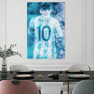 ميسي لاعب كرة القدم ملك كرة القدم صورة فنية جدارية بيكيريس والملصقات المطبوعة على قماش اللوحة للديكور