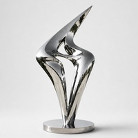 Sculpture abstraite moderne grande flamme en acier poli miroir 304/316, sculpture métallique personnalisée, décoration artistique pour extérieur, jardin, place publique