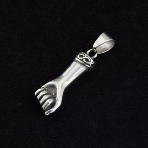 Colar Atacado de Aço Inoxidável com Pingente de Punho e Corrente de Corda, Joia Vintage Punk Hip Hop para Homens - Product Image 2