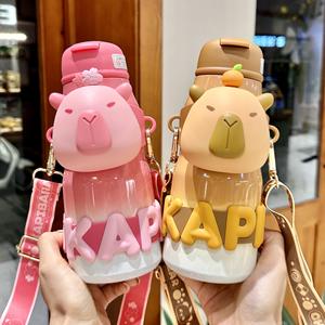 Capybara Adorable taza de agua de acero inoxidable 316 Taza portátil de alto valor Agua caliente con aislamiento térmico para estudiantes Amigable con los niños - Product Image 3