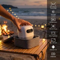 Mini-projecteur intelligent 4K modèle M2 2026 pour cinéma maison, Android 13.0, projecteur DLP de poche, batterie intégrée 8400 mAh, écran 200 pouces