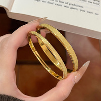Bracelet manchette en acier titane doré mat Resoul, étanche et résistant au ternissement, bijoux pour usage quotidien