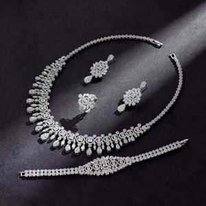 Penjualan paling laris <span class=keywords><strong>Set</strong></span> anting kalung Zircon penuh Dia mempesona baru untuk Aksesori pernikahan pengiring pengantin - Product Image 1