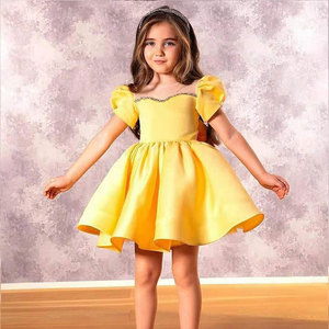 Nouvelles robes de soirée pour filles 2022, robes d'été à manches courtes en satin avec perles, robes de bal pour adolescentes, robes de fête d'anniversaire et de mariage - Product Image 3