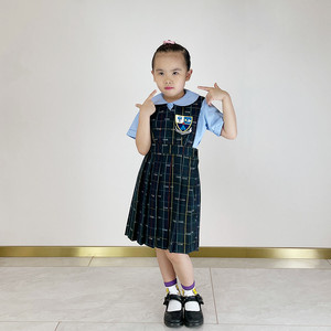 Uniforme escolar de alta calidad para niñas con cuello en V, vestido a cuadros, blusa <span class=keywords><strong>Peter</strong></span> Pan - Product Image 2