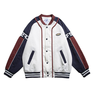 Autumn Color Block Custom Embroidered Baseball <b>Jacket</b> Coat Men Spring Autumn Street Trend Loose Teenager <b>Pilot</b> <b>Jacket</b> - Product Image 2