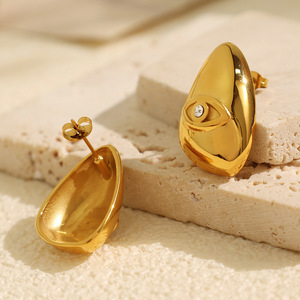 Pendientes de Oro con Forma de Lágrima y Bisel de Diamantes Blancos para Fiesta, Joyería para Mujer, Diseño Irregular, Pendientes de Moda - Product Image 3