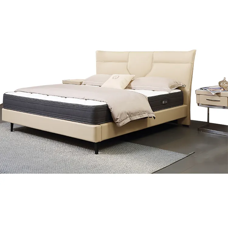Роскошная кровать из мягкой кожи американского королевского размера, двуспальная кровать 1,8 м с высоким качеством