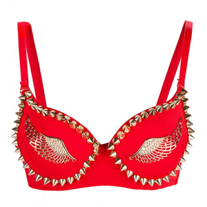 エキゾチックなランジェリーブラックゴールドスタッズリベット & ウィング下着ブラ大人の女性クラブウェア - Product Image 4