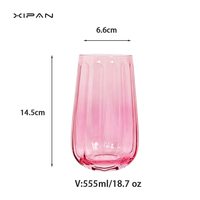 Op maat gemaakte lichtrode geribbelde glazen eierdopjes, steelloze wijnglazen, tumbler voor feestdagen, bar, feestjes, vaatwasserbestendig
