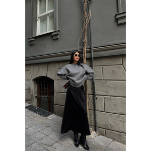 <b>Black</b> <b>Satin</b> for Chanel <b>Long</b> Women's <b>Skirt</b> - Product Image 4