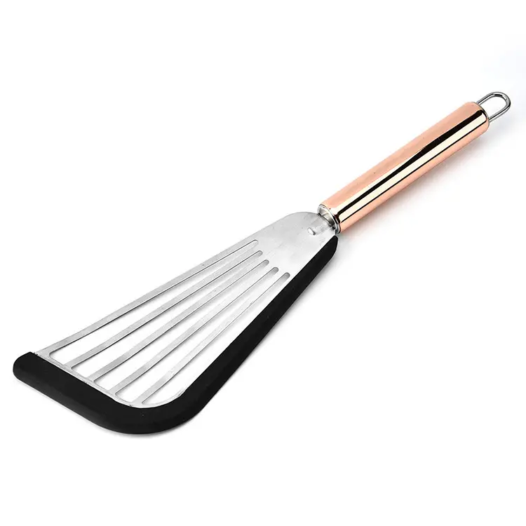 Kitchen utensils high temperature non slip stainless steel silicone spatula steak frying teppanyaki spatula frying spatula