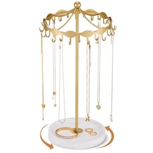 Ring <b>Tray</b> Base Portable Jewelry Stand Metal Rack 2 Tier Bracelet Necklace Hanging Organizer Display Necklace Holder - Product Image 1