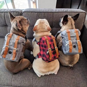 Pet <b>Backpack</b> For Dogs 7 Inch Vintage Style Self Portable Gray Blue Monochrome All Seasons - Product Image 1