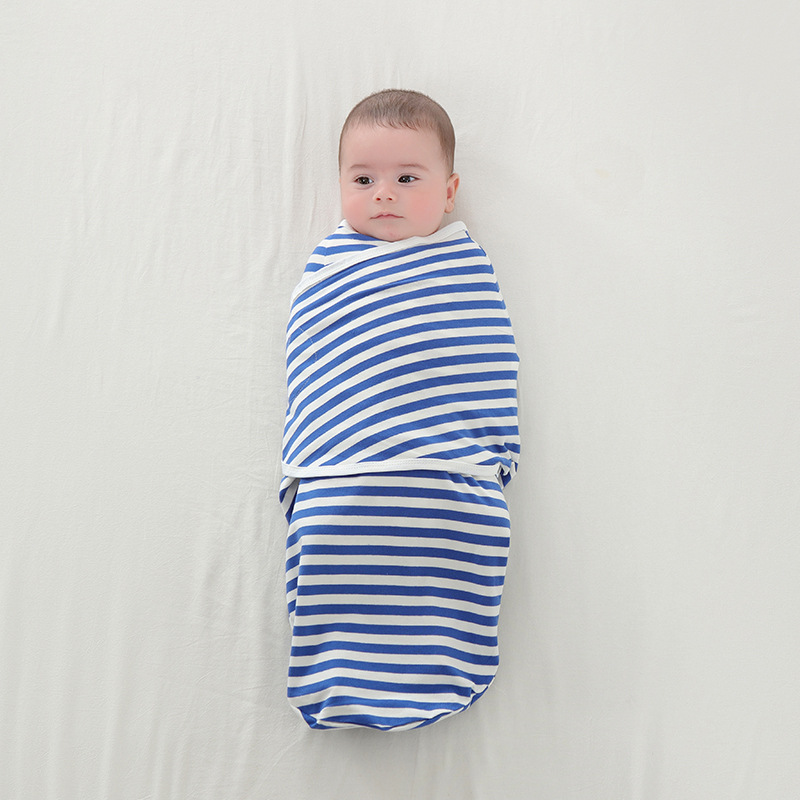 Rayures bleues (sac de couchage enveloppé en pur coton)