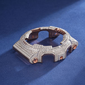 Montre Hip Hop avec lunette amovible, montre avec lunette amovible, moissanite baguette VVS, Buss Down GRA <span class=keywords><strong>G</strong></span> <span class=keywords><strong>Shock</strong></span> GA-100, plaqué <span class=keywords><strong>or</strong></span>, boîtier de montre en argent 925 - Product Image 1