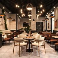 Ensemble de mobilier de restaurant commercial moderne, chaises de salle à manger de luxe pour café, sièges rembourrés en bois pour hôtel, café, projet commercial