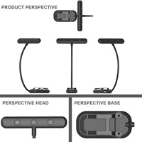 Lampe de lecture portable 3 couleurs blanc chaud ambre, 5 niveaux de luminosité, protection des yeux, fonction de minuterie 30/60 min, 25 LED