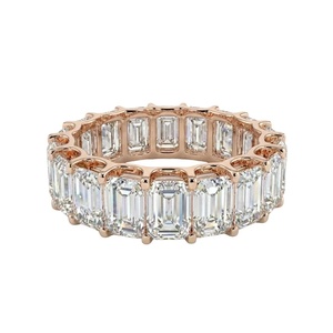 <b>Emerald</b> Eternity <b>Band</b> Diamond <b>Ring</b> - 9k, 14k 18k Gold - Product Image 3