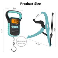 Balance de pêche numérique 110 lb/50 kg en acier inoxydable, balance électronique suspendue, pince à lèvres, ruban à mesurer pour la pêche et la chasse