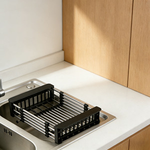 Telescopic Adjustable Stainless Steel Standing Sink Drain Rack for Kitchen Use Dish Bowl Fruit &amp; <strong>Veg</strong> <strong>Storage</strong> - Product Image 6