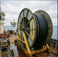 Cable de Fibra Óptica Híbrido XLPO de Grado Marino, Certificado para Aguas Profundas, Sincronización de Energía y Datos, Cable Técnico Submarino 3x120+6F