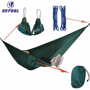 Simple y ligera y doble de hamaca con árbol correas paracaídas portátil Nylon Camping hamaca para mochileros