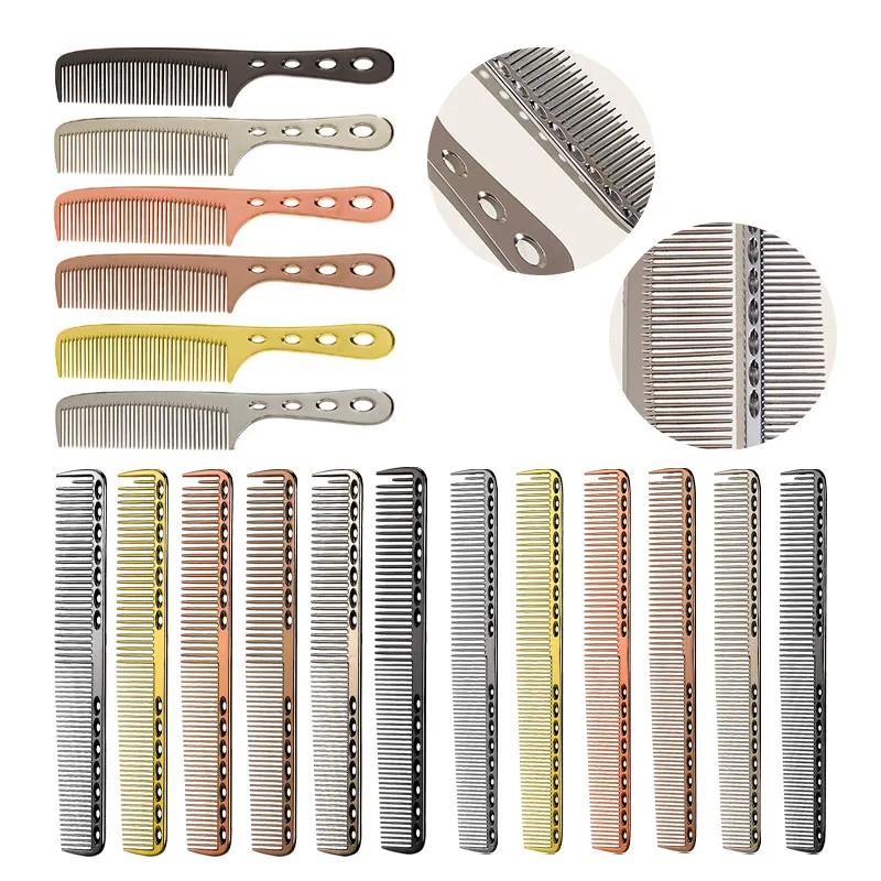 wholesale professional custom Barbers salon hair styling tools Anti Static metal Cutting Aluminum comb