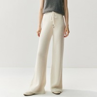 Haute qualité couleur unie laine cachemire ensemble femmes fermeture éclair cachemire mélange Cardigan ample cachemire pantalon femmes vêtements 2 pièces ensemble