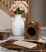 Nouveau foncé Emperador marbre brûleur à huile essentielle réchauffeur d'huile brun aromathérapie bougie cire fondre plus chaud marbre brûleur d'encens