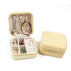 square Wholesale Girls Travel Portable Necklace Jewelry Storage <b>Box</b> Pu Leather Luxury Jewelry <b>Box</b> - Product Image 1
