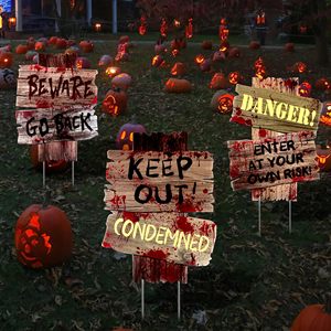 Halloween Yard Sign Set Chủ Đề Kinh Dị Đảng In Kỹ Thuật Số Bảng Quảng Cáo Caution Cảnh Báo Dấu Hiệu Ngoài Trời Vườn Lawn - Product Image 2