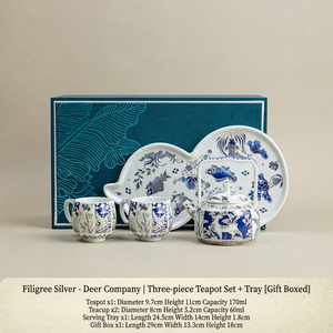 Pine Pavilion Blue And White Porcelain Kung Fu <b>Tea</b> <b>Set</b> With Deer Pattern Gift Box For <b>Tea</b> Ceremony Home Office Gift Falangcai - Product Image 5