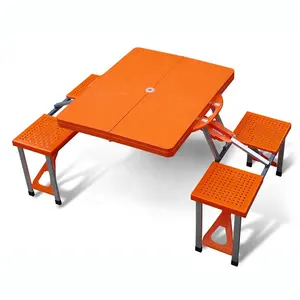 Juego de mesa y silla plegable al aire libre, mesa de picnic portátil para  camping, viaje, patio trasero (6 sillas+mesa rectangular-A)