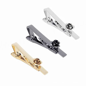 Clips de Corbata con Diseño de Rosa al por Mayor, Accesorios de Moda para Camisas de Traje para Hombre, Pin de Corbata, Joyería de Moda para Traje Formal, Juego de Regalo - Product Image 1