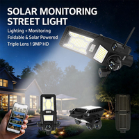 Lampu Jalan LED Tenaga Surya 450W dengan Kamera V380Pro Sistem Tiga Lensa Empat Kamera untuk Pemantauan Keamanan Rumah, Halaman, dan Jalan Masuk