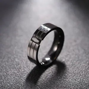 2024 Zhongzhe Jewelry Valentine's Day Personality diamond titanium steel men's black zircon minimalist ring